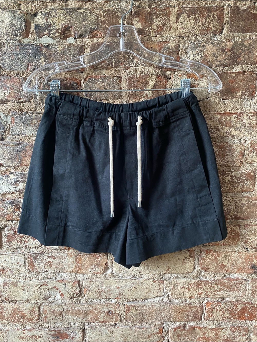 Helmut Lang Black Drawstring Linen-Blend Women's Shorts XS